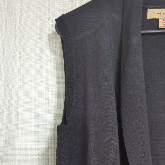 Turtle Bay Black Open Front Cardigan Womens Sleeveless Black Shawl Collar Medium - Picture 6 of 7